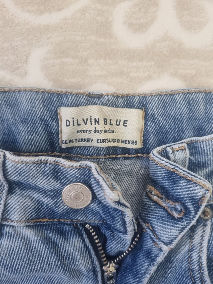 Mavi Gri Batik Desenli Kadın Denim Pantolon - Görsel 2