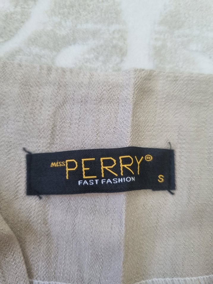 Kemerli Bej Keten Kadın elbise - Görsel 2