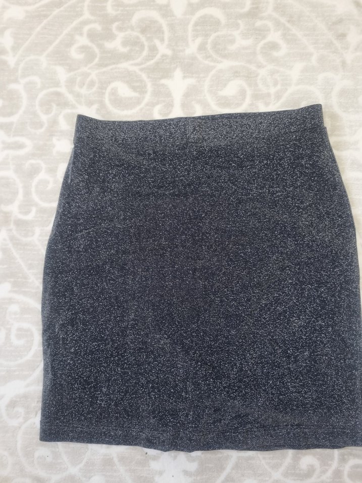 Gri Mini Etek, Fırfırlı, Dar Kesim - Görsel 3