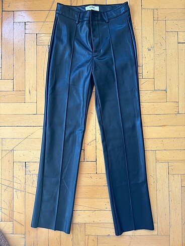 Pull&Bear Suni Deri Straight Pantolon