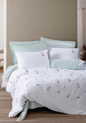 Cotton Box Nakışlı çift kişilik saten