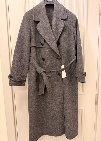 Antrasit Yünlü Uzun Kaban - Görsel 8