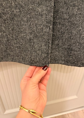 Antrasit Yünlü Uzun Kaban - Görsel 9