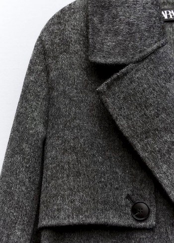 Antrasit Yünlü Uzun Kaban - Görsel 5