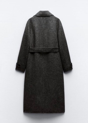 Antrasit Yünlü Uzun Kaban - Görsel 4