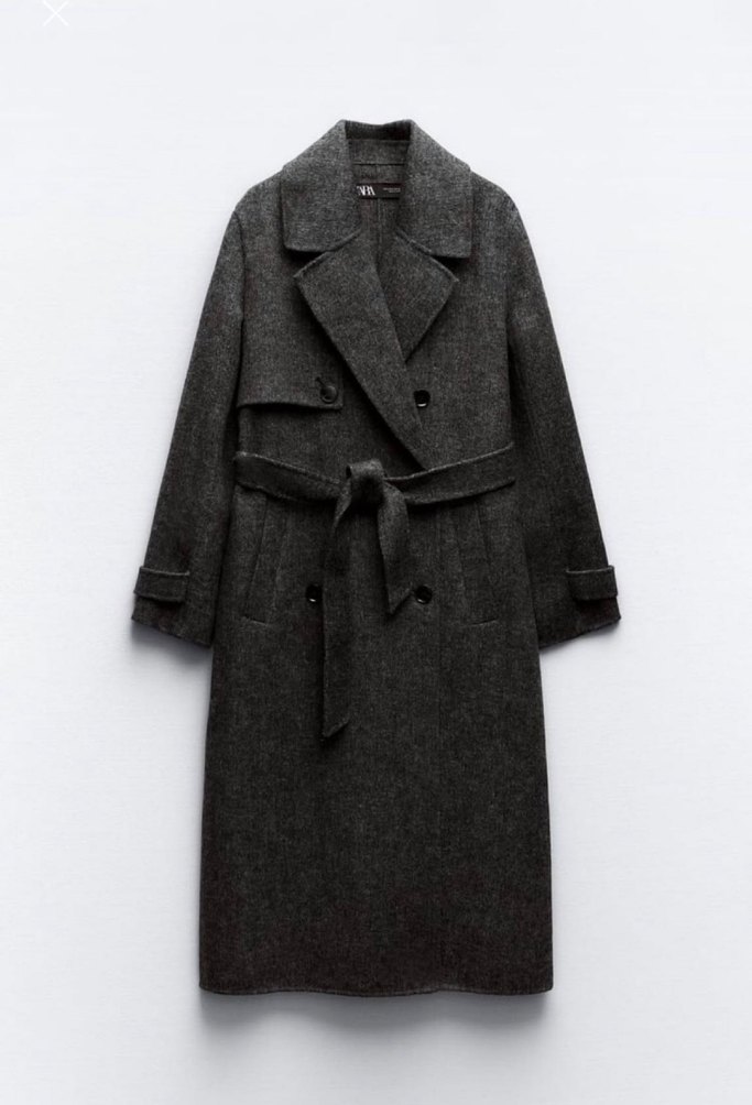 Antrasit Yünlü Uzun Kaban - Görsel 3