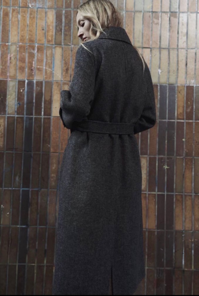 Antrasit Yünlü Uzun Kaban - Görsel 2