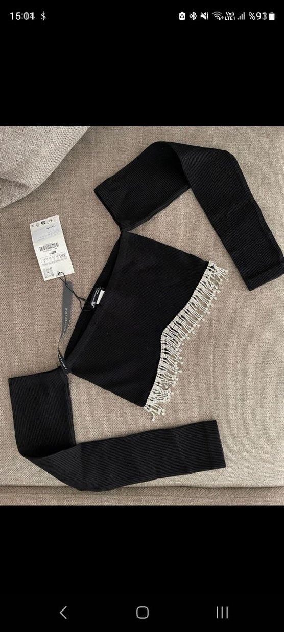 ZARA taş detayli crop bluz - Görsel 3