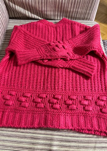 Pembe Örgü Kadın Hırka - Görsel 4