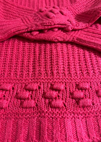 Pembe Örgü Kadın Hırka - Görsel 5