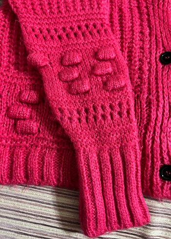 Pembe Örgü Kadın Hırka - Görsel 3