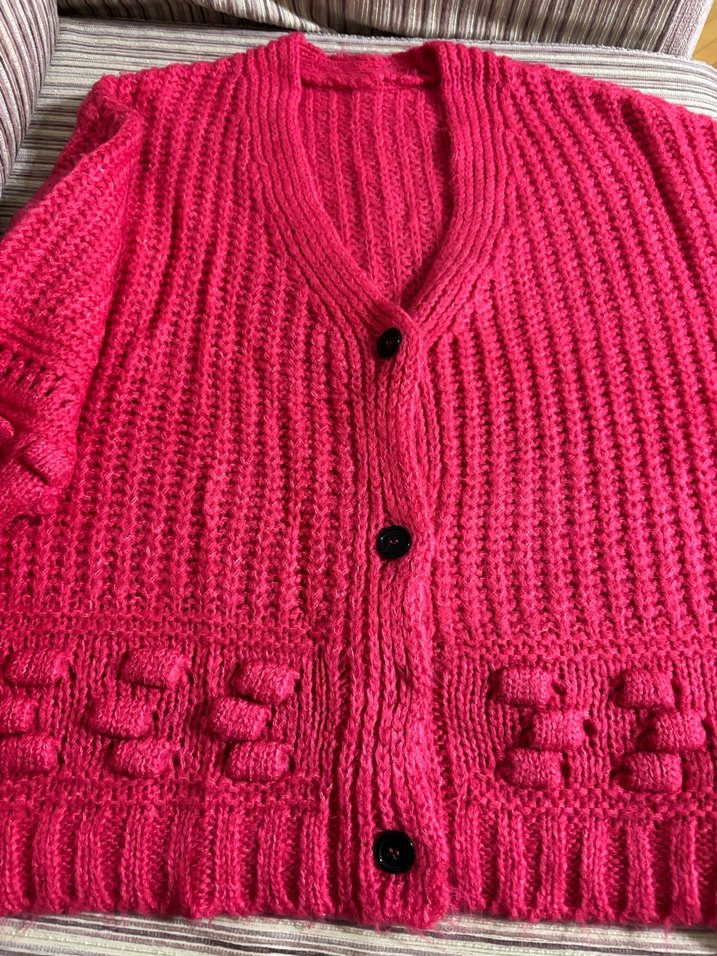 Pembe Örgü Kadın Hırka - Görsel 2