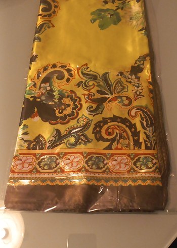 Kadın Kahverengi Bohem İpek eşarp - Görsel 2