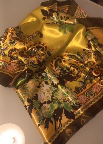 Kadın Kahverengi Bohem İpek eşarp - Görsel 3