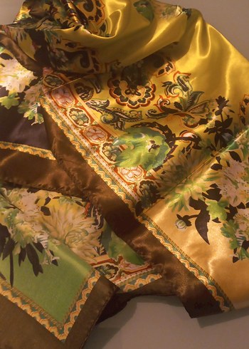 Kadın Kahverengi Bohem İpek eşarp - Görsel 4