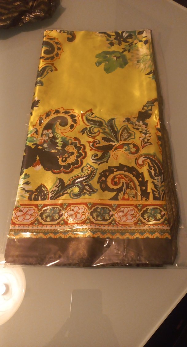 Kadın Kahverengi Bohem İpek eşarp - Görsel 2