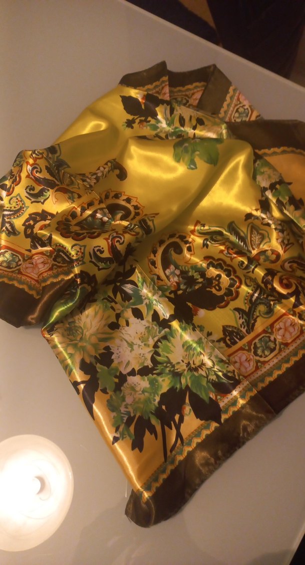 Kadın Kahverengi Bohem İpek eşarp - Görsel 3