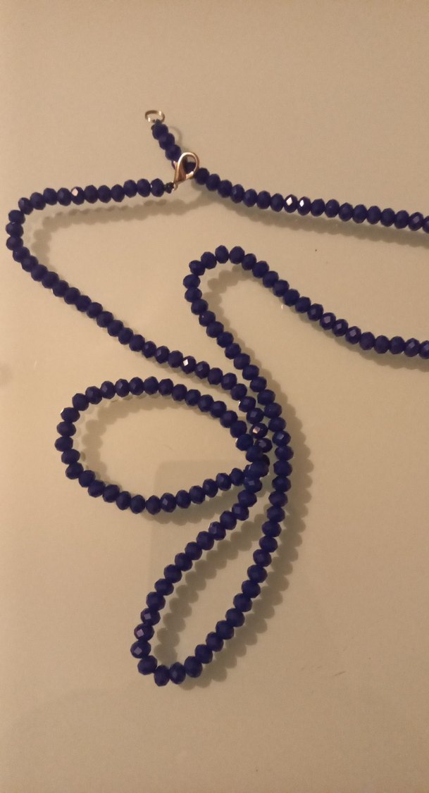 Uzun Lacivert Boncuklu Kadın Kolyesi - Görsel 4