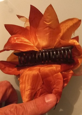 Turuncu Çiçekli Vintage saç tokası - Görsel 3