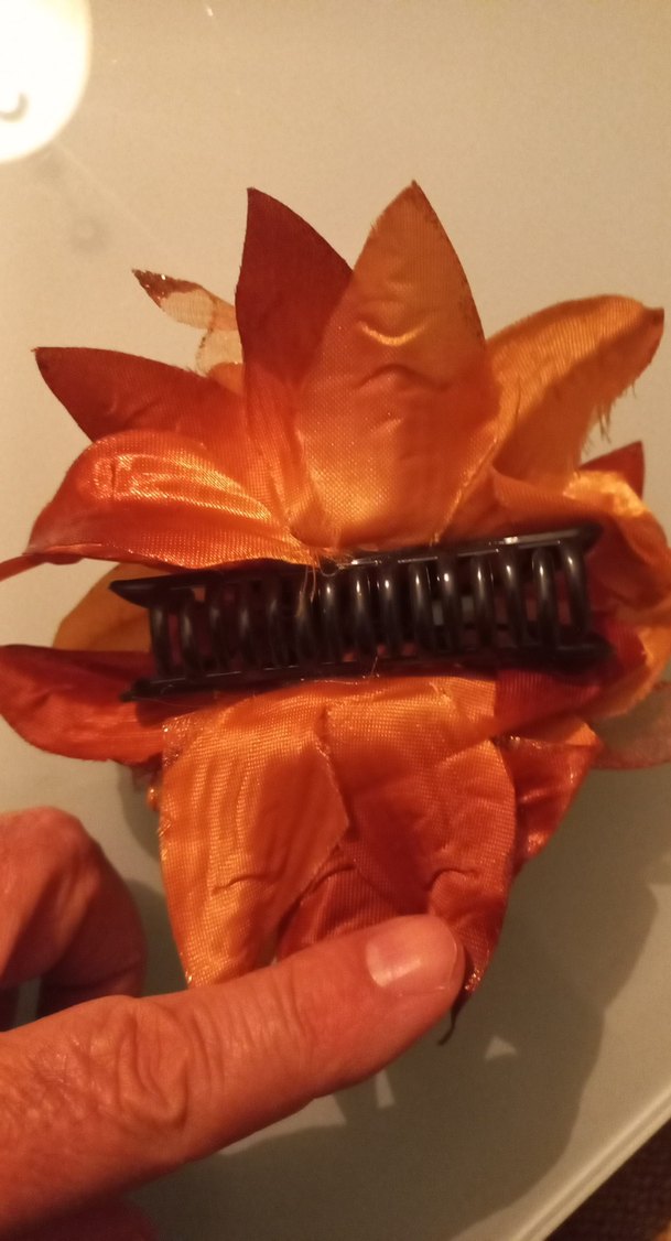 Turuncu Çiçekli Vintage saç tokası - Görsel 3