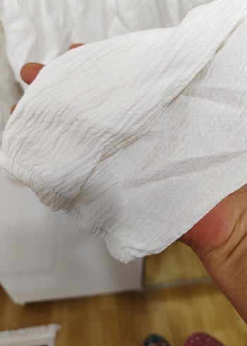 Fırfırlı Beyaz Keten Bohem Bluz - Görsel 4