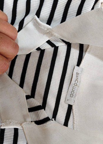 ikili Çizgili Kısa Kollu crop tişört - Görsel 2