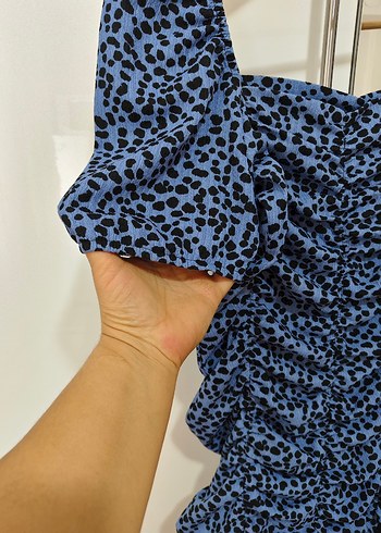 Koyu Mavi Leopar Desenli Mini Elbise - Görsel 4
