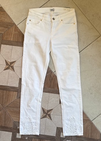 Liu Jo Ekru Dantel Detayli Slim Jean
