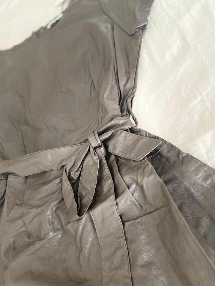 Midi Deri Kemerli Elbise - Görsel 2