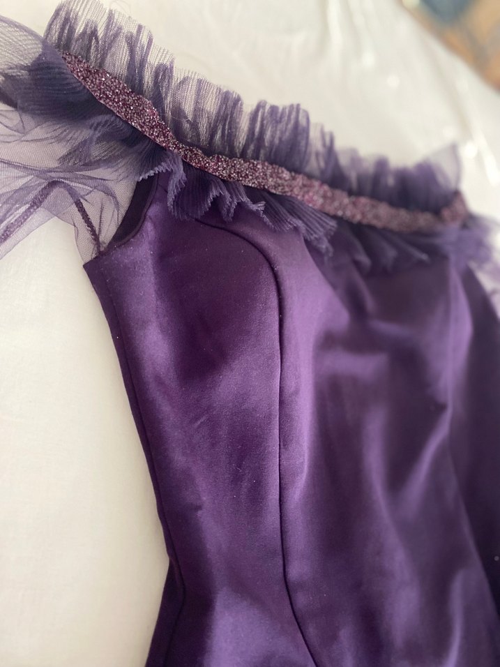 Mor Straplez Uzun Kollu Elbise - Görsel 3