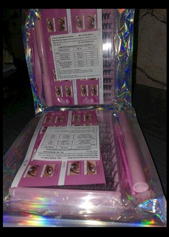 Pembe Takma Kirpik Seti ve Cımbız - Görsel 4