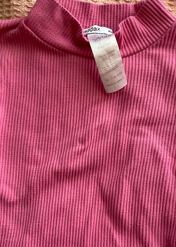 xs Beden Pembe Yüksek Yakalı Kadın Crop Top