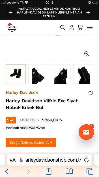 42 Beden siyah Renk Harley Davidson Vilfrid Exc