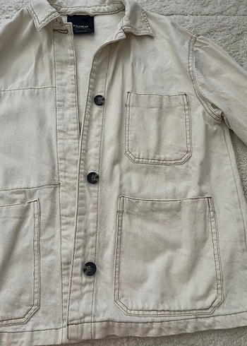 Pull and Bear Düğmeli Bej Kadın Ceket - Görsel 4