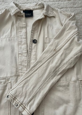 Pull and Bear Düğmeli Bej Kadın Ceket - Görsel 5