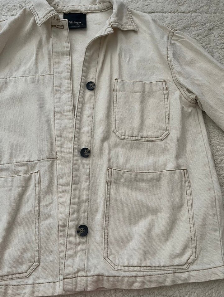 Pull and Bear Düğmeli Bej Kadın Ceket - Görsel 4