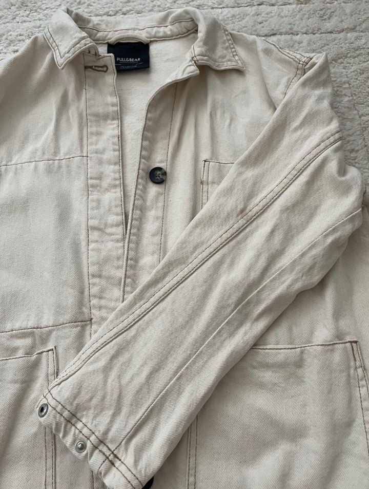 Pull and Bear Düğmeli Bej Kadın Ceket - Görsel 5