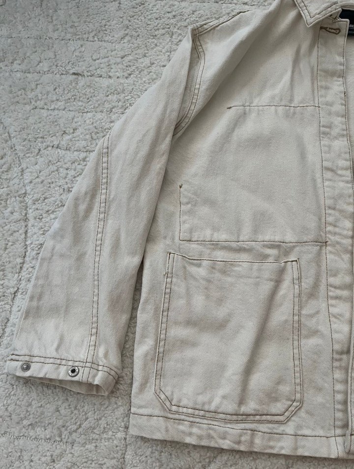 Pull and Bear Düğmeli Bej Kadın Ceket - Görsel 3