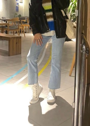 Bershka crop flare jean Pantolon - Görsel 4