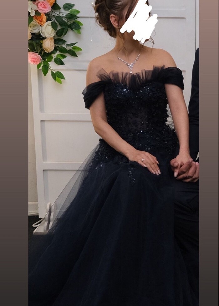 Lacivert nişan elbisesi - Görsel 2