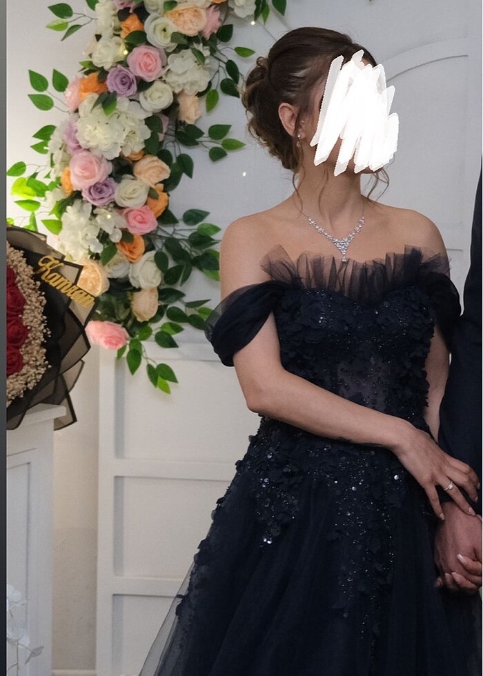 Lacivert nişan elbisesi - Görsel 3