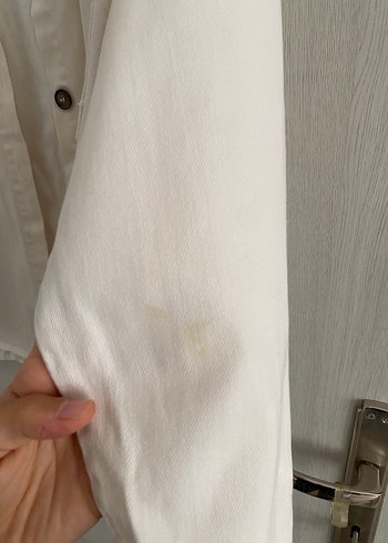 Defacto Beyaz Keten Kadın Gömlek Ceket - Görsel 5