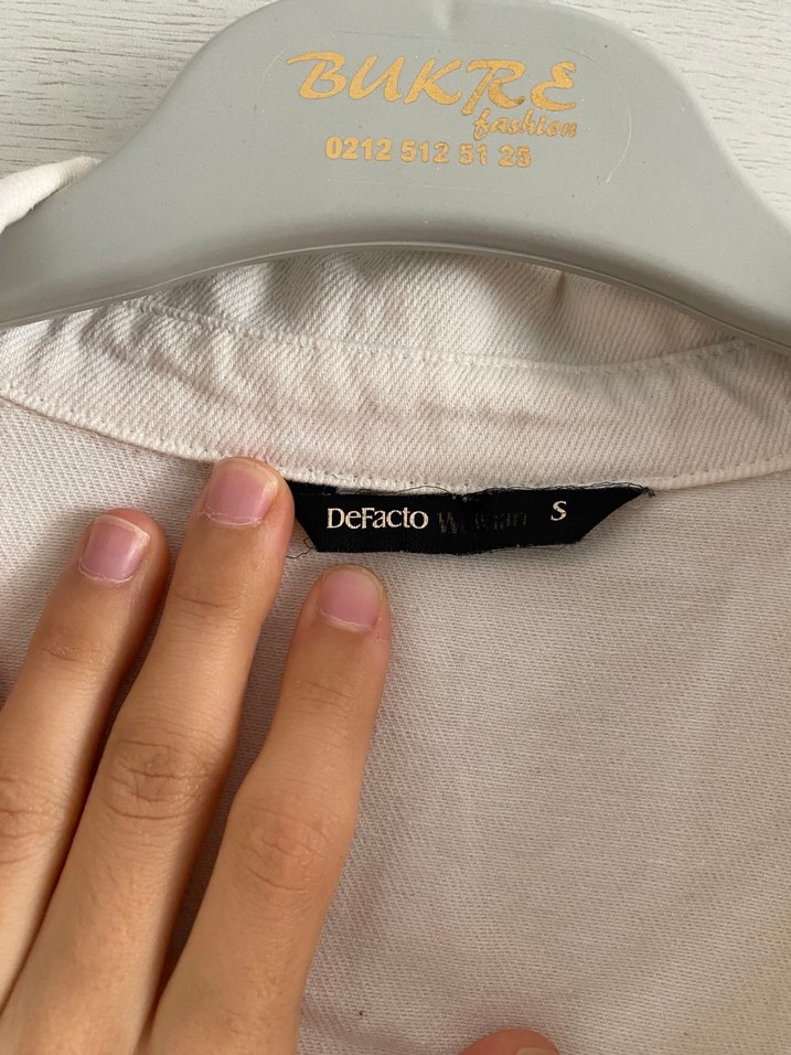 Defacto Beyaz Keten Kadın Gömlek Ceket - Görsel 3