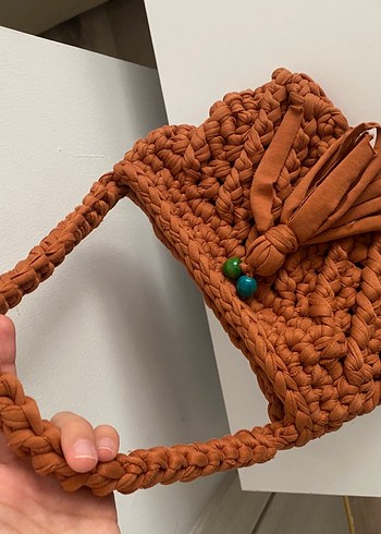 Püsküllü Örgü Bohem Kadın Çanta - Görsel 2