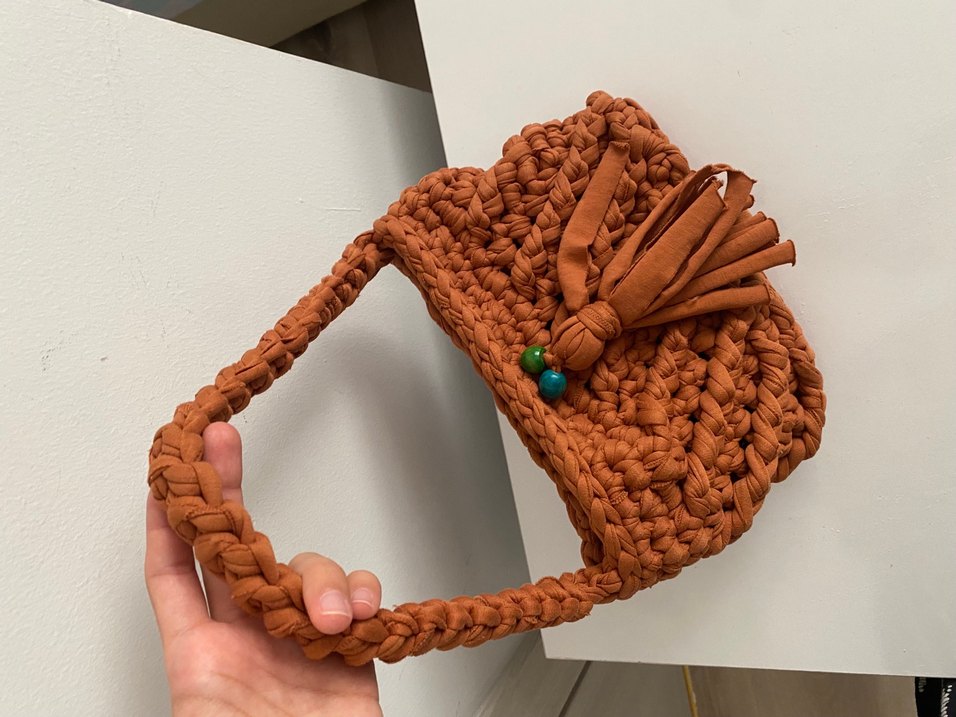 Püsküllü Örgü Bohem Kadın Çanta - Görsel 2