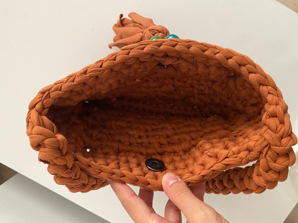 Püsküllü Örgü Bohem Kadın Çanta - Görsel 4