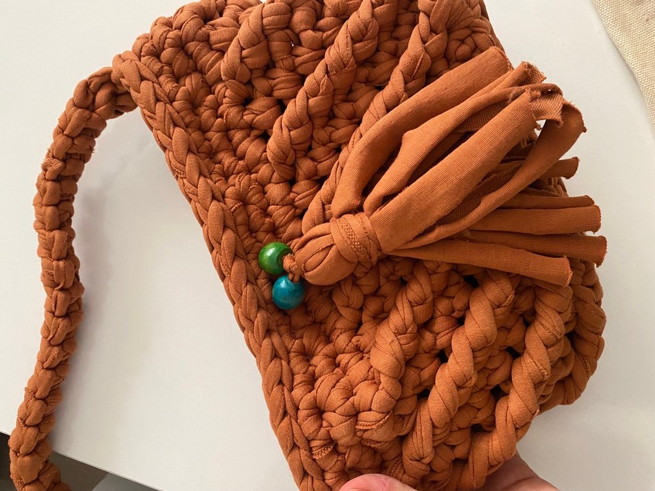 Püsküllü Örgü Bohem Kadın Çanta - Görsel 3