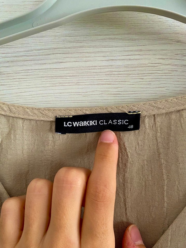 Yeşil V Yaka Düğmeli Keten Kadın Gömlek bluz - Görsel 3