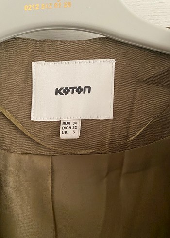 s Beden Koton Kadın Haki Yakasız Blazer Ceket