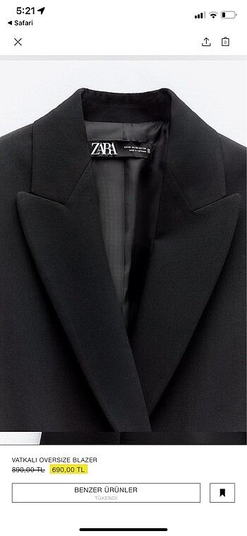 l Beden zara oversize blazer